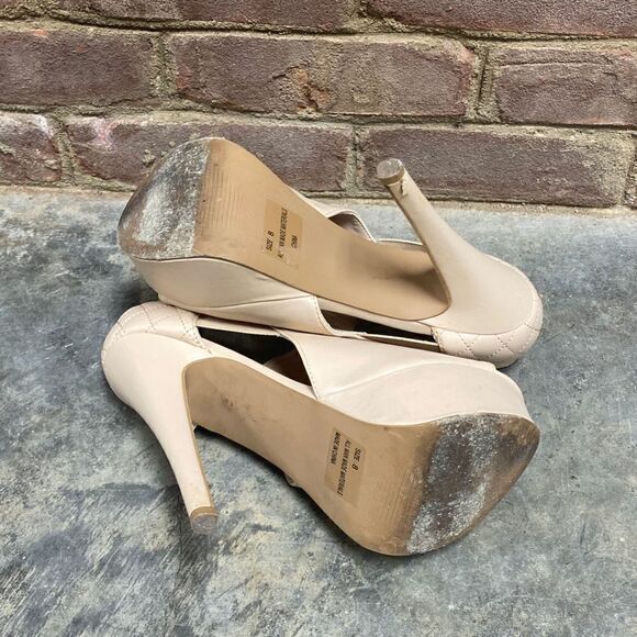 Charlotte Russe Nude Peep Toe Platform Stiletto Heels Size 8 - Picture 6 of 10